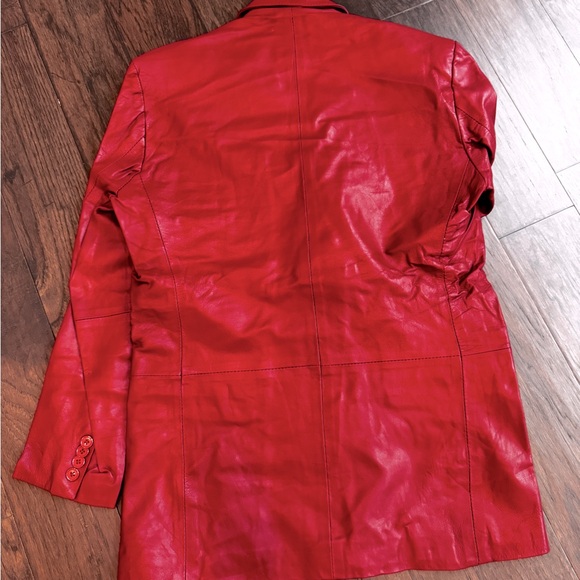 Deep Maroon genuine leather blazer - Picture 2 of 2